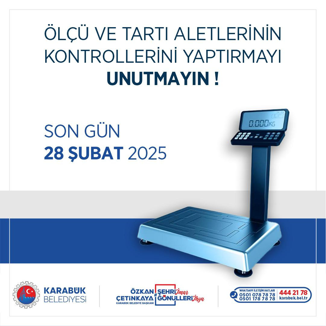 Karabük Belediyesi Ölçü ve Ayarlar Memurluğundan Duyuru
